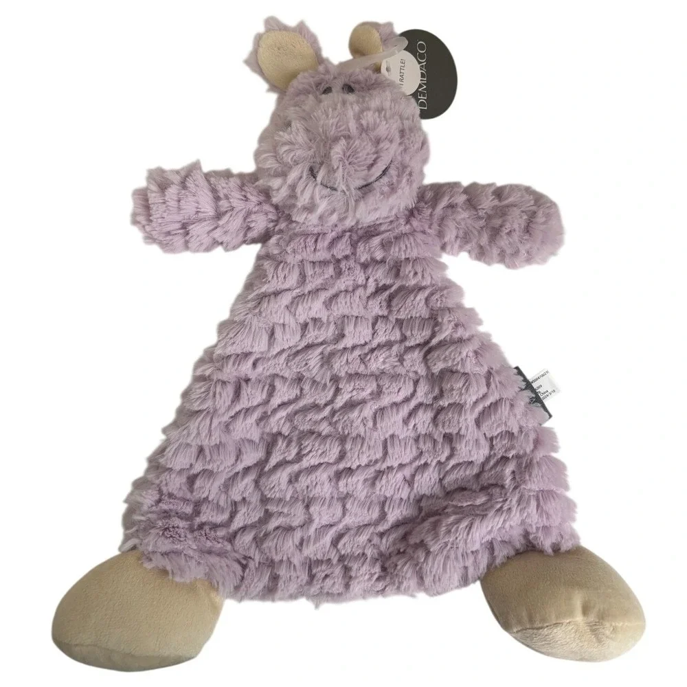 NWT Demdaco Hippo Lovey Plush Rattle Baby Triangle Purple Lilac Nat and Jules
